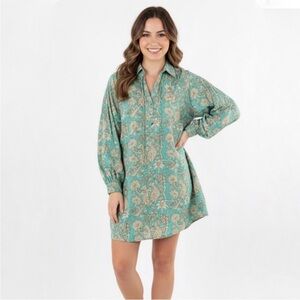Holly Shae tropical print shirt dress size medium